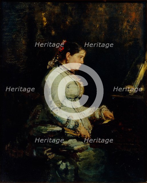 Woman at a Grand Piano, 1880. Artist: Repin, Ilya Yefimovich (1844-1930)