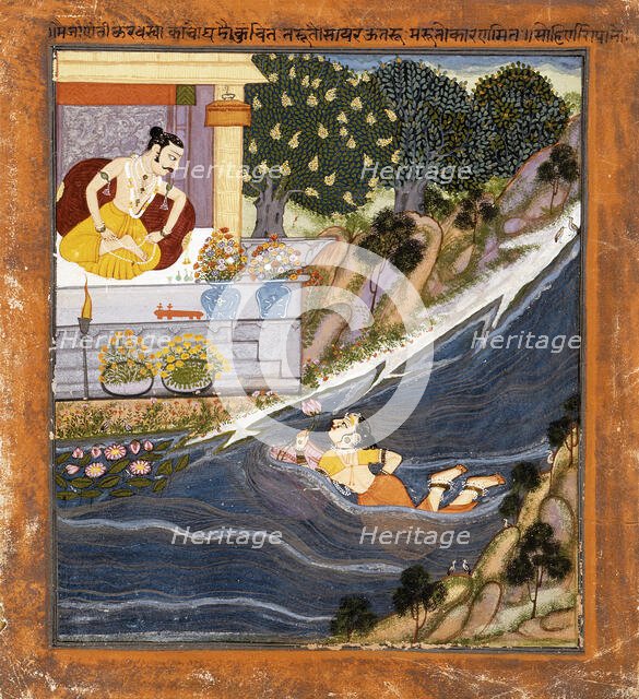 Sohni Swims to Meet Her Lover Mahinwal, between c1750 and c1775. Creator: Unknown.