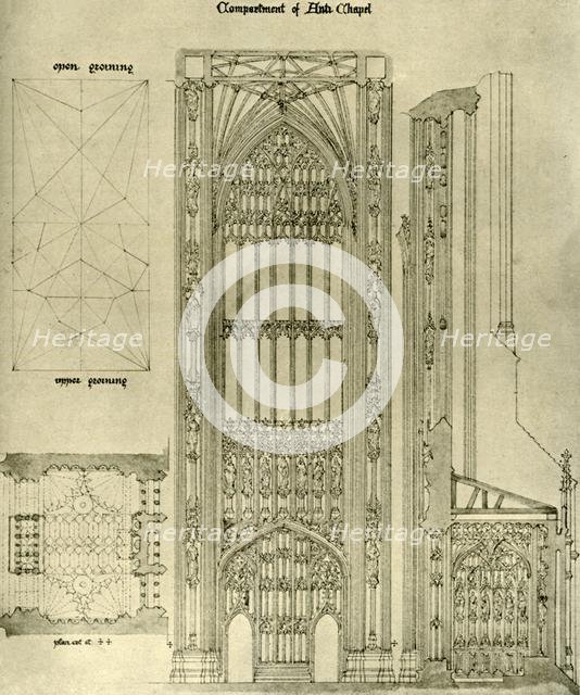 Architectural drawing: compartment of Anti Chapel, 1833-1834, (1906). Creator: AWN Pugin.