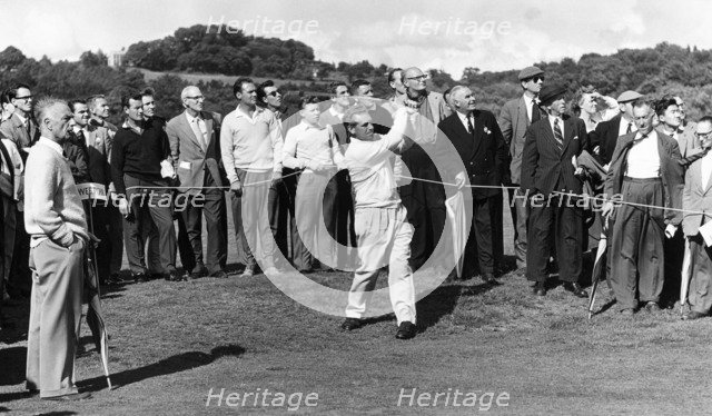 Golfer hitting a drive, 1958-1961. Artist: Laurence Goldman.