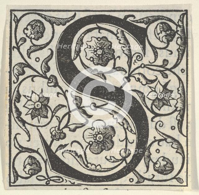 Initial letter S with garlands, mid-16th century. Creator: Unknown.