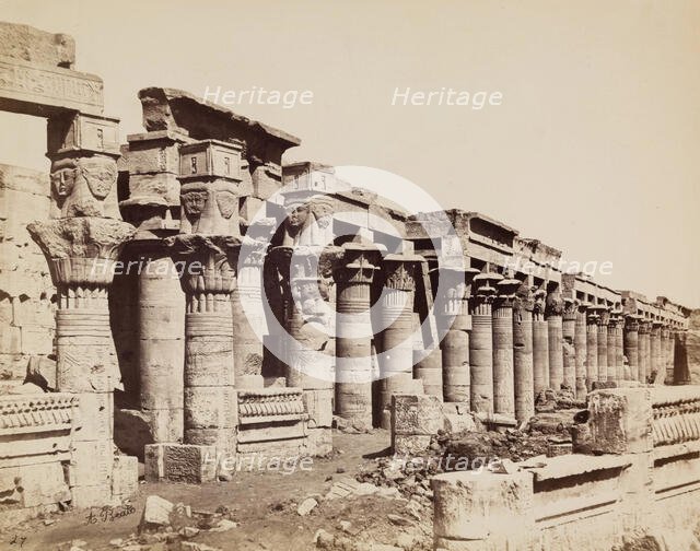 Colonade of the Temple of Isis on the Island of Philae, between 1860 and 1903. Creator: Antonio Beato.