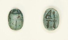 Scarab: Falcon and Hieroglyphs, Egypt, New Kingdom-Late Period, Dynasties 18-26 (abt 1550-525 BCE). Creator: Unknown.