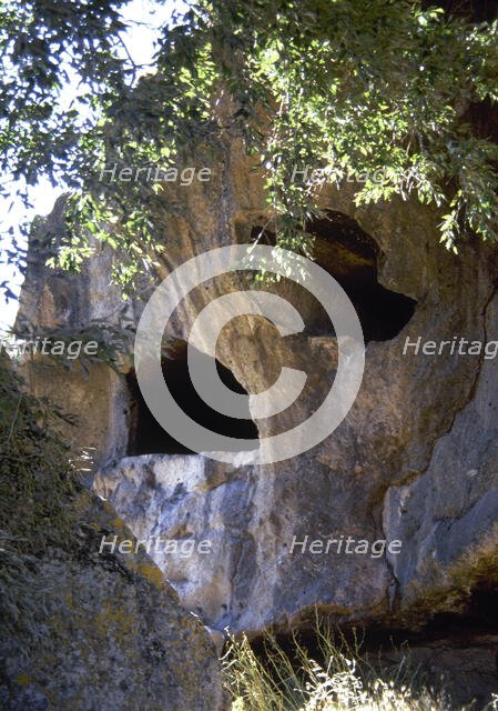 Rock-cut chambers tombs, Necropolis of Sant-Andrea Priu, Domus de Janas, Sardinia, Italy, (1998). Creator: LTL.