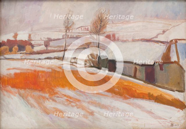 Winter Landscape. Over Kærby Hill., 1917. Creator: Fritz Syberg.