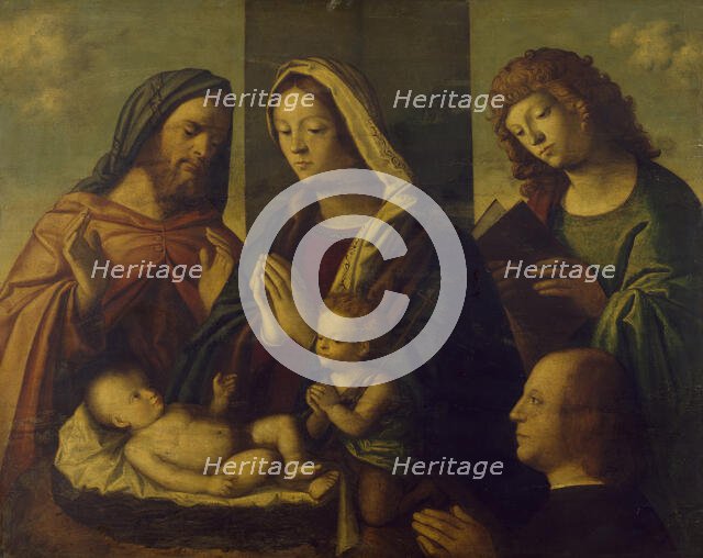 The Holy Family with the Young St. John the Baptist, St. John the Evangelist, and a Donor, c1510. Creator: Luca Antonio Buscatti.