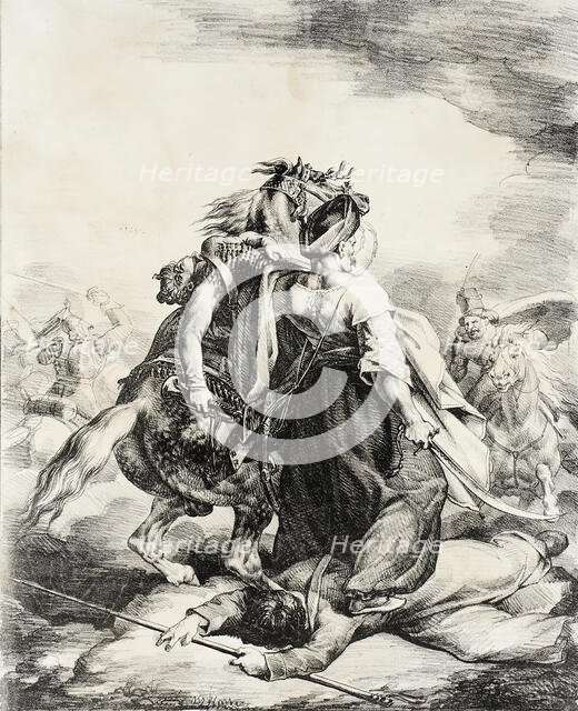 Mameluke Defending an Injured Trumpeter, 1818. Creator: Theodore Gericault.