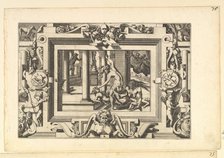 Medea Kills Her Two Children by Jason (Pour qui d'Absyrte a le sang repandu, fait que du s..., 1563. Creator: Rene Boyvin.