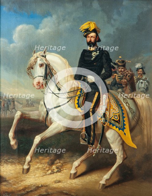 Portrait of the King Charles XV of Sweden (1826-1872), Mid of the 19th cen.. Artist: Kiörboe, Carl Fredrik (1799-1876)
