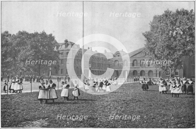 In the Foundling Hospital grounds, London, c1901 (1901). Artist: Unknown.