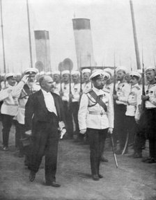 Tsar Nicholas II with French President Raymond Poincare, 1914. Creator: Unknown.
