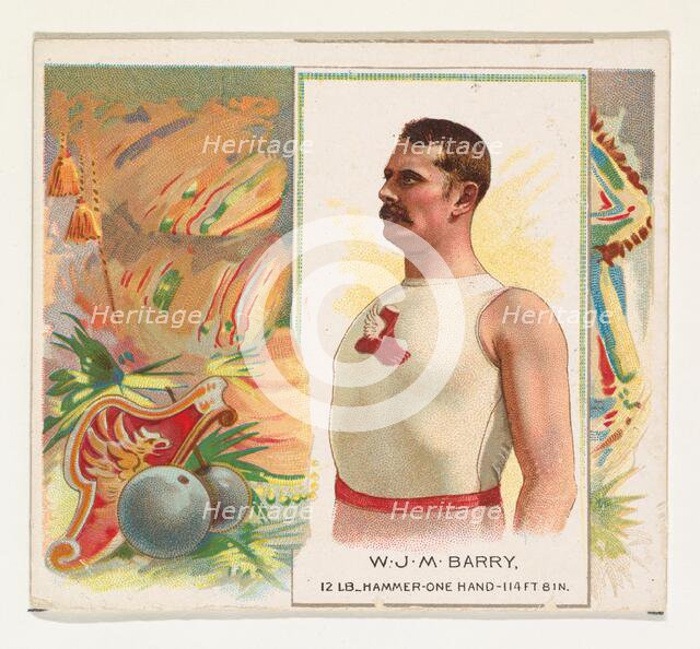 W.J.M. Barry, Hammer Throw, from World's Champions, Second Series (N43) for Allen & Ginter..., 1888. Creator: Allen & Ginter.