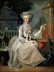 'Young Lady at a Cage', 1784. Artist: Jean-Baptiste Charpentier the elder