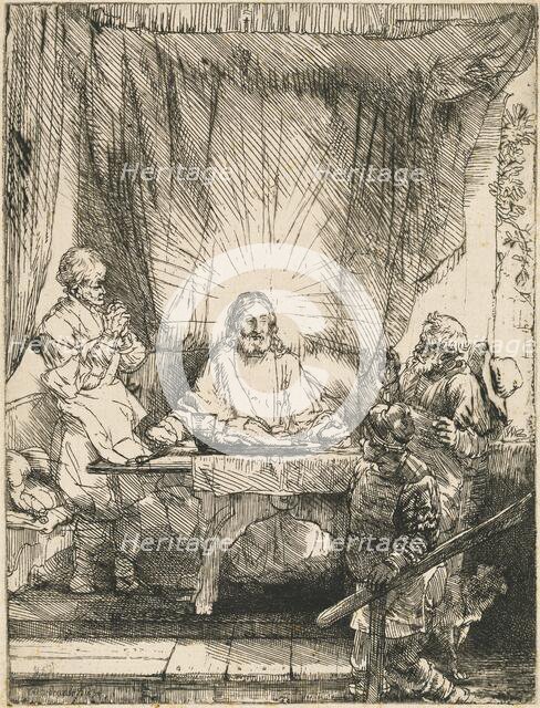 Christ at Emmaus: the Larger Plate, 1654. Creator: Rembrandt Harmensz van Rijn.