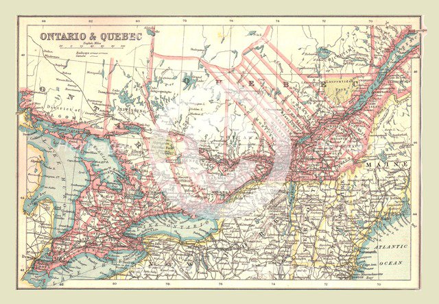 Map of Ontario and Quebec, 1902.  Creator: Unknown.