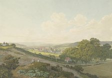 View from a hilltop of the village of St. Jakob near Basel with its pointed church steeple, 1803. Creator: Marquand Fidel Dominikus Wocher.