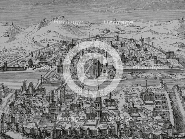 Perspective of the city of Paris in 1607, France, 1878.  Creator: Unknown.