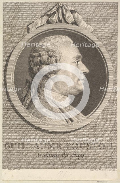 Portrait of Guillaume Coustou, 1770. Creator: Augustin de Saint-Aubin.