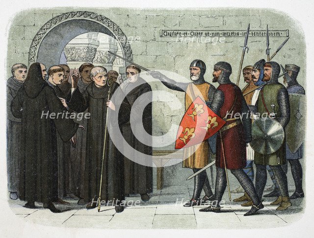 The monks of Christ Church, Canterbury, expelled, 1207 (1864).  Artist: James William Edmund Doyle