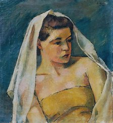 Young woman with veil, 1936. Creator: Anton Hula.