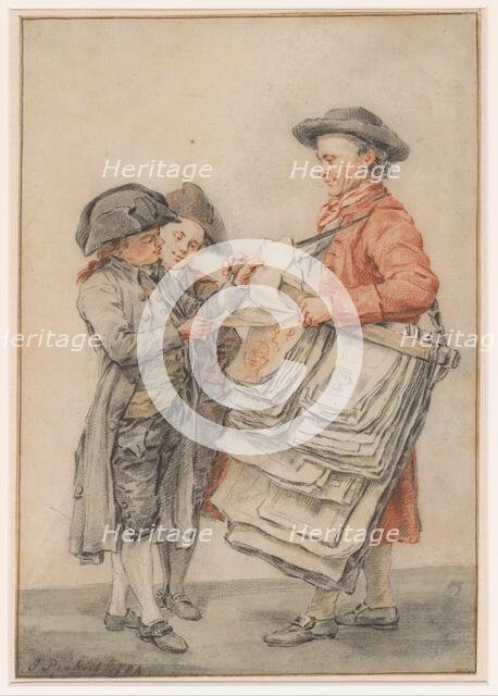 The print seller, 1784. Creator: Jacobus Perkois.