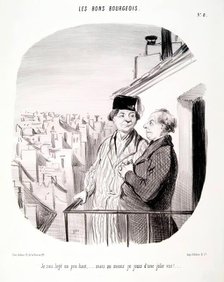 Les Bons Bourgeois. Je suis logé un peu haut....., 1846. Creator: Honore Daumier.
