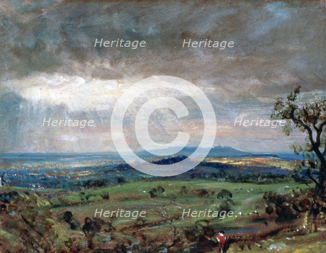 'Hampstead Heath with Harrow in the Distance', c1821. Artist: John Constable
