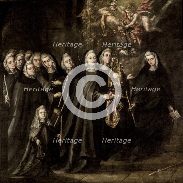 Saint Clare and sisters of her order.