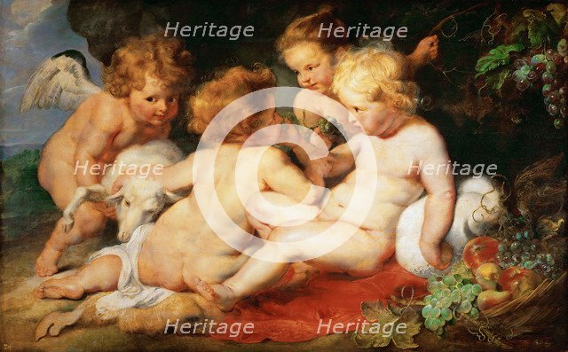 Christ and John the Baptist as Children with two angels.