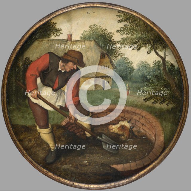 It is too Late to Fill in the Well After the Calf has Drowned, c1590s. Creator: Pieter Brueghel the Younger.