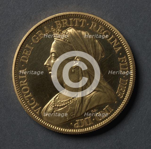 Five Pounds (obverse), 1893. Creator: Thomas Brock (British).