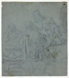 Three Men Seated at Table (recto), c. 1700. Creator: Unknown.