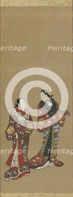 Two tall women in dark robes, Edo period, 1615-1868. Creator: Unknown.