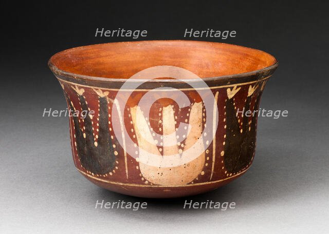 Bowl Depicting Abstract Plants, Probably Cactus, 180 B.C./A.D. 500. Creator: Unknown.