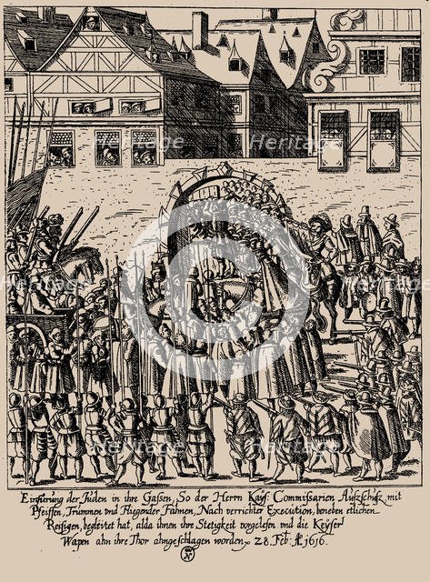 The Fettmilch Rising. Reintroduction of the Jews in Frankfurt on February 28, 1616, c. 1616-1617. Creator: Keller, Georg (1576-1640).
