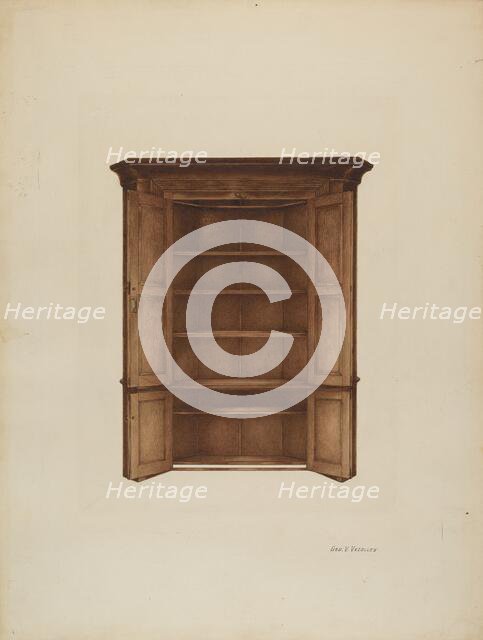 Corner Cupboard, c. 1937. Creator: George V. Vezolles.