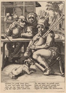 The Bagpipe Must Be Filled, c. 1592. Creator: Goltzius, Workshop of Hendrick, after Hendrick Gol.