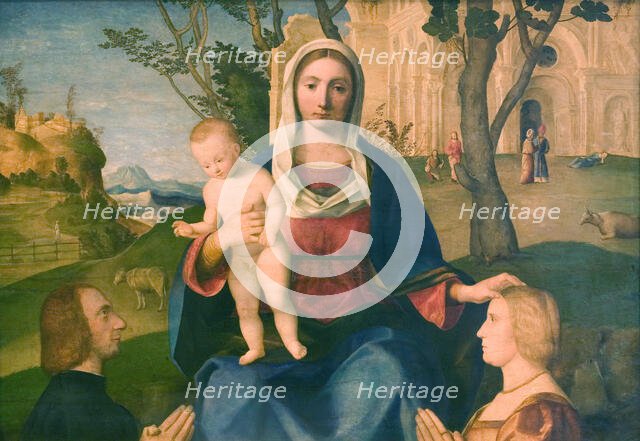 The Virgin and Child with a Male and a Female Donor, 1485-1531. Creator: Vincenzo Di Biagio Catena.