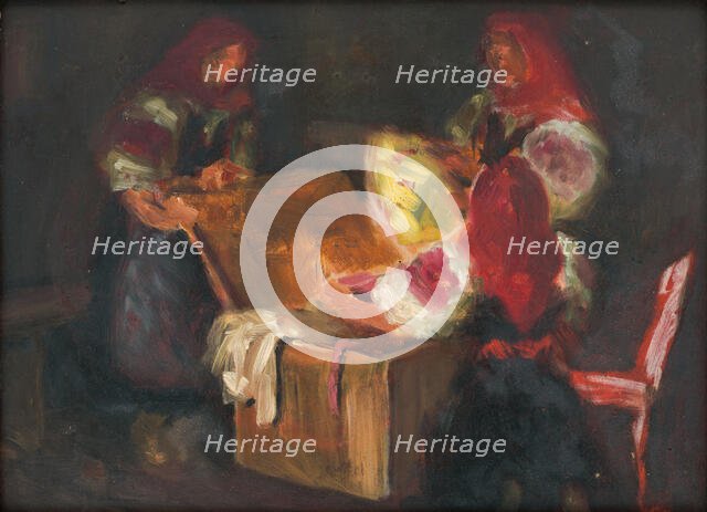 Looking through a hope chest, c1925. Creator: Stefan Straka.