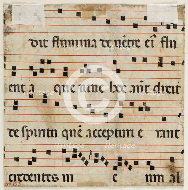 Choral Leaf Fragment: Text with Musical Notation, early 15th century. Creator: Lorenzo Monaco.