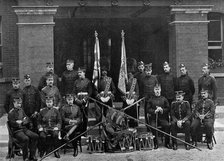 The officers and colours of the 1st Battalion, Royal Scots Fusiliers, 1896. Artist: Wyrall & Son