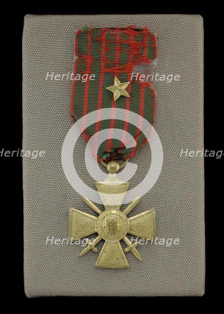 French Croix de Guerre medal issued to Cpl. Lawrence Leslie McVey, 1918. Creator: Unknown.