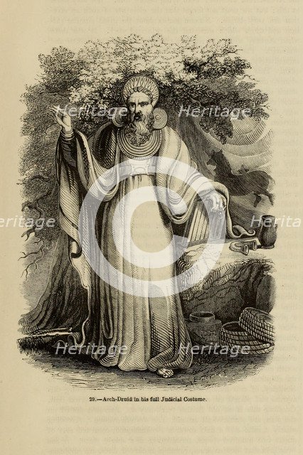 Arch-Druid in his full Judicial Costume (From the book Old England: A Pictorial Museum), 1845. Artist: Anonymous  