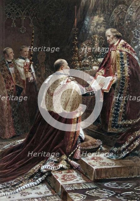 Edward VII taking the oath, 1902.  Creator: Unknown.