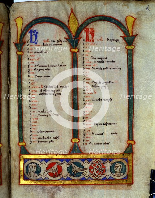 Calendar decorated with motifs of birds and humans heads in different colors, miniature in the 'S…