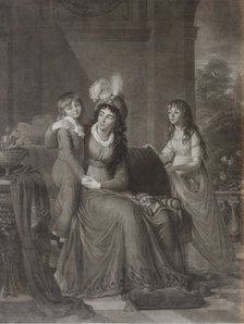 Portrait of Ekaterina Sergeevna Samoylova, née Trubetskaya (1763-1830) with Children, 1797. Artist: Walker, James (1748-ca. 1808)