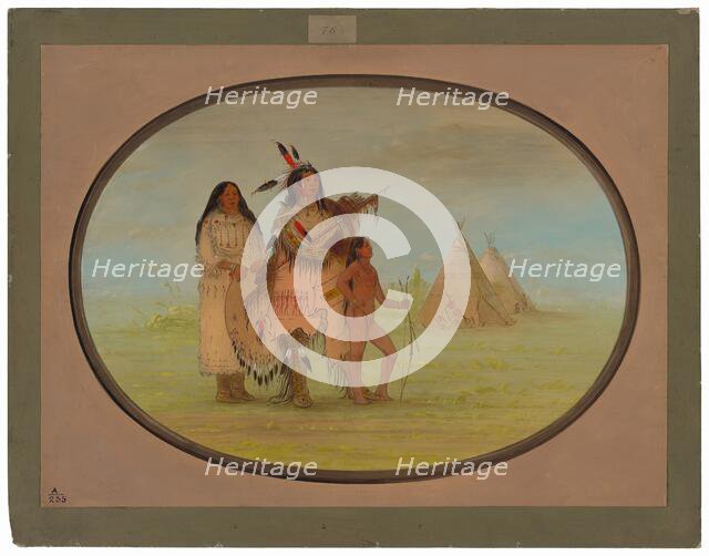 A K'nisteneux Warrior and Family, 1861/1869. Creator: George Catlin.