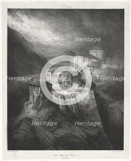 Picturesque and Romantic Journeys in Old France: Auvergne (vol. II): St. John Church, Thiers, Plate  Creator: Eugène Isabey (French, 1803-1886).