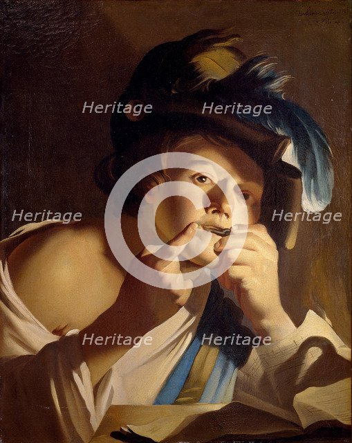 Young man with jew's harp, 1621. Artist: Baburen, Dirck (Theodor), van (1595-1624)