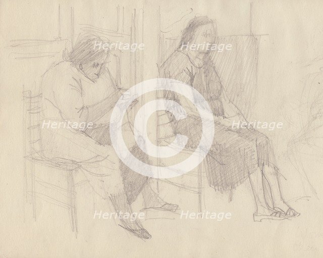 Old women knitting, Italy, c1950. Creator: Shirley Markham.